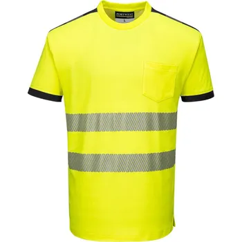 pracovní tričko PORTWEST Tričko HiVis PW3 T181, krátký rukáv, reflexní POR-T181YBR4XL 4XL Žlutá/černá