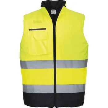 pracovní vesta PORTWEST Vesta S267 Hi-Vis dvoubarevná, zateplená, reflexní POR-S267YNRS S Žlutá/navy