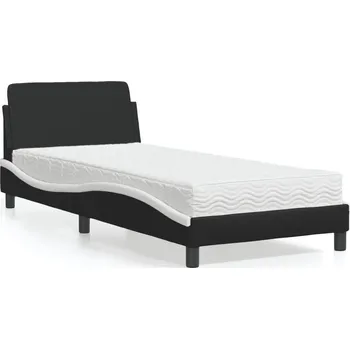 Postel Postel s matrací Dover černá a bílá 90 x 190 cm umělá kůže - 8721012348059