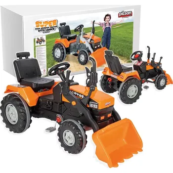 Dětské šlapadlo PILSAN šlapací traktor s nakladačem XXL – oranžový