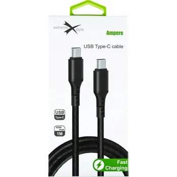 Datový kabel Kabel Extremestyle USB-C - USB-C 1 m černý