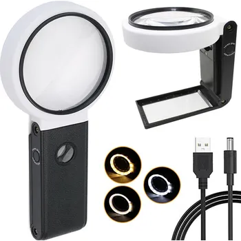 Lupa LUPIČKA NA STATIVU SKLO ZVĚTŠOVACÍ PRO ČTENÍ 10x 25x S 32 LED