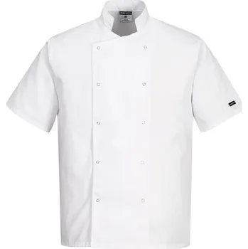 Pracovní zástěra PORTWEST Rondon Cumbria Chefs S/S C733, krátký rukáv POR-C733WHRXL XL Bílá