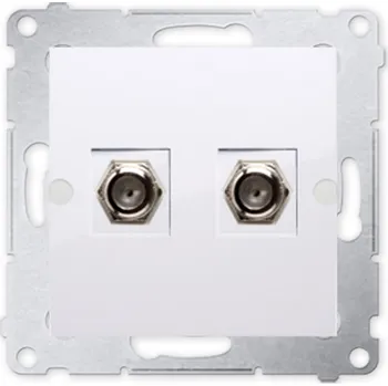 Elektrická zásuvka Simon 54 Anténní zásuvka dvojitá typ F bílá DASF2.01/11