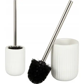 WC štětka WC štětka s keramickým držákem, bílo-stříbrná, Indie