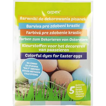 Velikonoční dekorace Arpex Barvy na vajíčka - mix 5 x 2,5 g ,balení 50 ks 615755