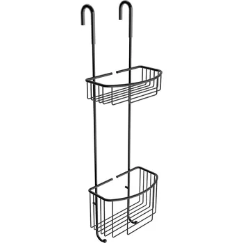 Drátěná police do sprchy, dvoupatrová závěsná černá NIMCO Bez vrtání TRC 02-90 Nimco