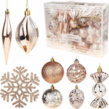 Vánoční dekorace Zdobená Vánoční Koule , hladká Vánoční Koule , tvarované Vánoční Baňky , rampouchy 16 cm 29 ks