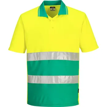 Pánské tričko PORTWEST Polokošile S/S S175, krátký rukáv, reflexní POR-S175YTR4XL 4XL Žlutá/modrozelená