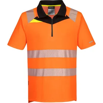 Pánské tričko PORTWEST Polokošile DX412 Hi-Vis S/S, krátký rukáv, reflexní POR-DX412OBRXXXL 3XL Oranžová/černá