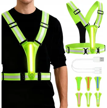 LED reflexní vesta výstražná, ramenní popruhy BOZP silniční běh