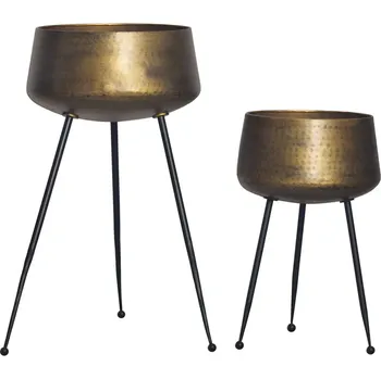 Květináč 2SET stojan na květináč FLOWERS 62/56 CM mosaz