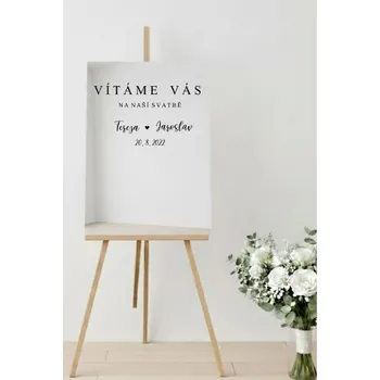 Svatební dekorace Samolepka na uvítací tabuli se jmény a datem verze D