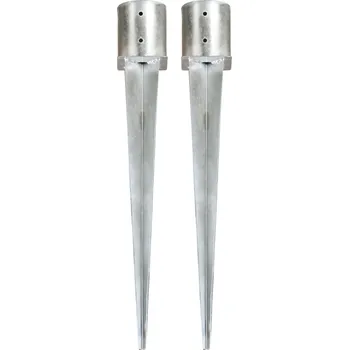 Příslušenství pro plot Kotvící hroty 2 ks stříbrné 12 x 91 cm pozinkovaná ocel - 8719883833552