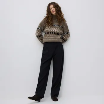 Dámské kalhoty Reserved - Kalhoty s nažehlenými puky s příměsí vlny - tmavě šedá - 934II-90M - 934II-90M-S