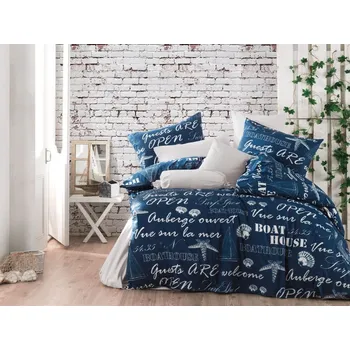 Povlečení Bavlněné povlečení Lodě modré 70 x 90, 140 x 200 cm