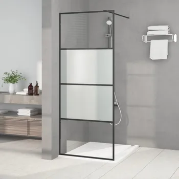 Sprchová zástěna walk-in černá 80x195 cm napůl mléčné ESG sklo - 8720287052227