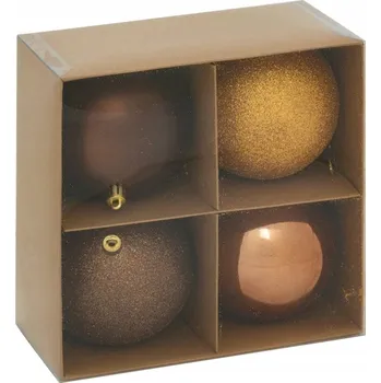 Vánoční dekorace SADA VÁNOČNÍCH VÁNOČNÍ BAŇKY NA STROMEČEK Ø 10 CM 4 KUSY MĚDĚNÉ ELEGANTNÍ