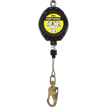 Vak na lezecké lano PORTWEST Zachycovací systém Fall Arrest Block FP41 s ocelovým lanem 10 metrů POR-FP41BKR Černá