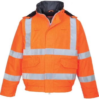 pracovní bunda PORTWEST Bunda Bomber Bizflame Rain Hi-Vis Antistatic S773, zateplená, reflexní POR-S773ORRL L Oranžová