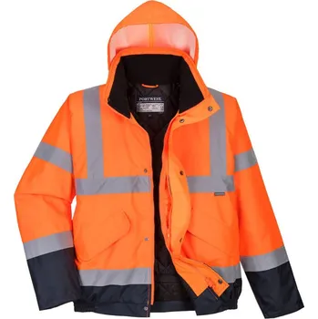 pracovní bunda PORTWEST Bunda S266 Hi-Vis bomber, zateplená, reflexní POR-S266ONRXXXL 3XL Oranžová/navy