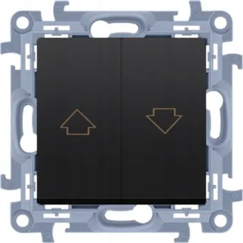 vypínač Simon 10 žaluziový spínač, rozpínací, s vratnou funkcí, černý matný CZP1.01/49