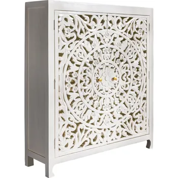 Komoda Vysoká komoda MARRAKESCH 140cm bílé mangové dřevo