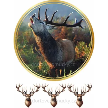 Jedlá dekorace na dort Myslivost vzor č.4 - (jedlý papír nebo fondánový list) - Bez úprav / Jedlý papír / Bez decor gelu