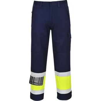 montérky PORTWEST Kalhoty Hi-Vis Modaflame MV26 do pasu, reflexní POR-MV26YNTXL XL Žlutá/navy Prodložené na výšku 183 cm