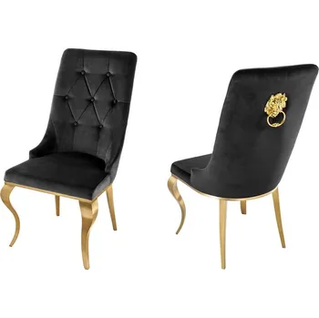 Jídelní židle Židle MODERN BAROCCO GOLD S RUKOJETÍ černá samet