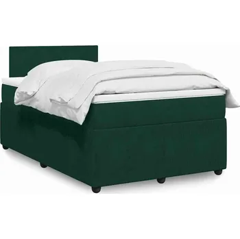 Postel vidaXL Box spring postel s matrací 120 x 200 cm samet [3287704] Barva: Tmavě zelená