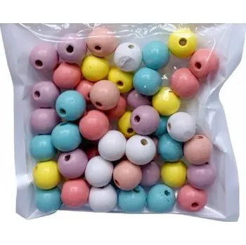 Dětské navlékací korálky Barevné korálky 12mm pastelové - VÝHODNÉ BALENÍ 50KS