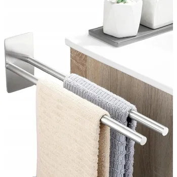 Věšák Dvojitý nástěnný držák / věšák do koupelny na ručníky, nerezová ocel, 40 cm