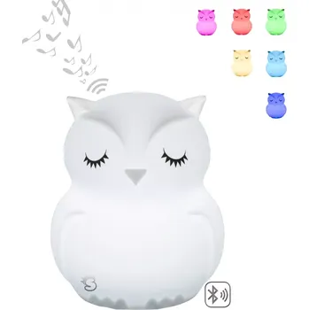 Dětské svítidlo Silikonová noční lampička s měnícími barvami a Bluetooth reproduktorem Sůvka