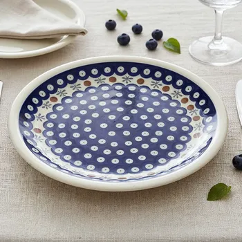 Talíř Keramický mělký obědový talíř Bolesławiec 24,5 cm - dek. 41