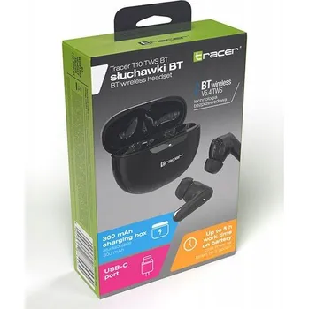 Sluchátka Bezdrátová sluchátka Tracer T10 TWS BT Do uší Bluetooth 5.4 Černá