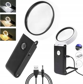 Lupa Čtecí Lupa s Podsvícením 32 LED Diod Sklo Zvětšovací 10x, 25x