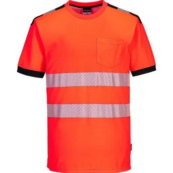 pracovní tričko PORTWEST Tričko HiVis PW3 T181, krátký rukáv, reflexní POR-T181RBKM M Červená/černá