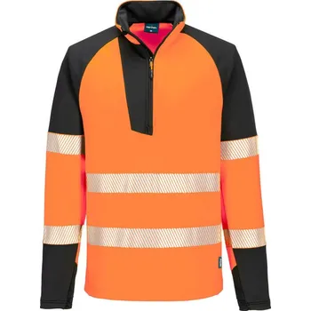 pracovní mikina PORTWEST Mikina T172 PW3 Hi-Vis 1/4 Zip, reflexní POR-T172OBRM M Oranžová/černá