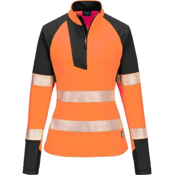 pracovní mikina PORTWEST Mikina T173 PW3 Hi-Vis 1/4 Zip, reflexní, dámská POR-T173OBRXXXL 3XL Oranžová/černá