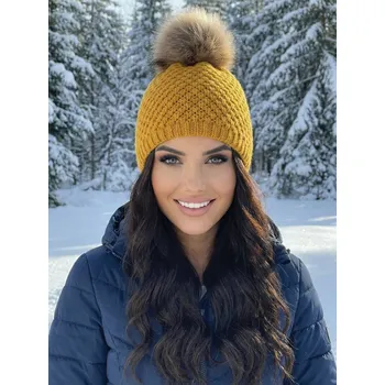 Čepice Stylová čepice s bambulí IDA hořčicová, VELIKOST UNI