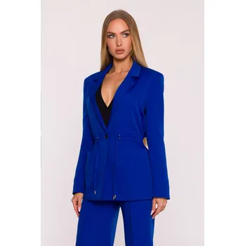 Dámské sako Elegantní sako se šňůrkami MOE M873 královsky modré EU velikost: L