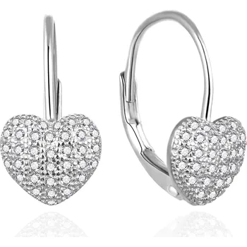 Náušnice Stříbrné visací náušnice Srdíčka se zirkony AGT-E195LW Agato