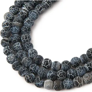 Dětské navlékací korálky Korálky z minerálu Černý praskaný achát matný 6 mm