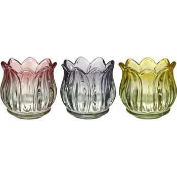 Svícen Ib Laursen Skleněný svícínek na čajovou svíčku Tulip Color žlutý