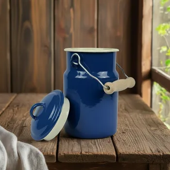 Konvička na mléko Mlékovar, smaltovaný OLKUSKIE WYROBY EMALIOWANE 1 l OWE Blue