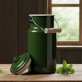 Konvička na mléko Mlékovar, smaltovaný OLKUSKIE WYROBY EMALIOWANE 2 l OWE Green