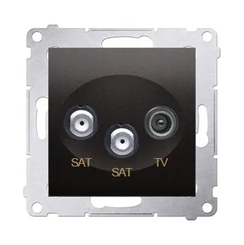 Elektrická zásuvka Anténní zásuvka dvojitá SAT-SAT-TV černá matná Simon 54 DASK2.01/49 Konta