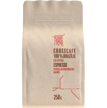 CrossCafe Pražírna 100% Brazil 100% Arabica zrnková káva 250 g