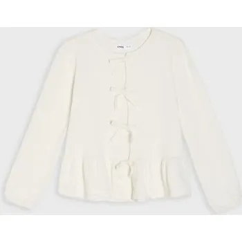Dívčí svetr Sinsay - Bavlněný svetr se zapínáním na knoflíky - krémová - 400DN-01X - 400DN-01X-116